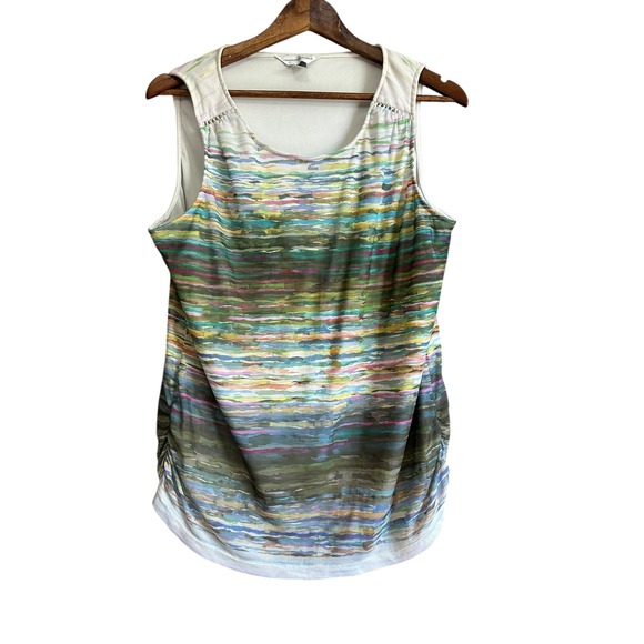 Christopher & Banks Tops - Christopher & Banks Women's L Sleeveless Watercolor Stripe Tank‎ Top